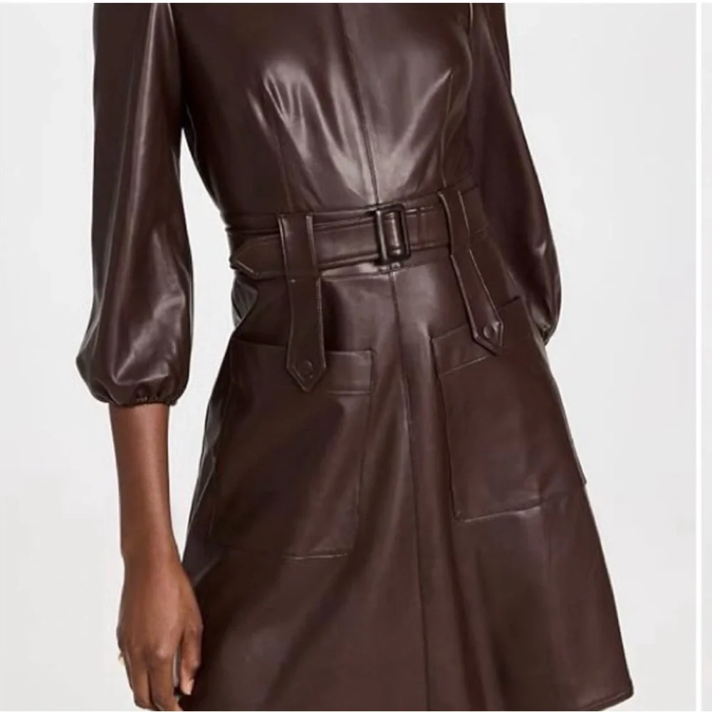 ✨ Shoshanna Faux Leather Belted Dress – Size 12 ✨ - Picture 7 of 7